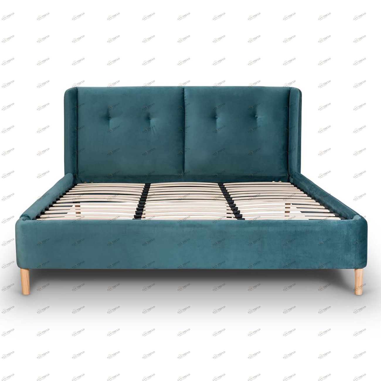 Кровать двуспальная 180х200 из велюра бирюзовая Brighton KELLY LOUNGE ДИЗАЙНЕРСКИЕ 045500 Зеленый 