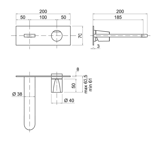 Настенный однорычажный смеситель для раковины с пластиной Antoniolupi Indigo ARCH-00087916 - Вид №2
