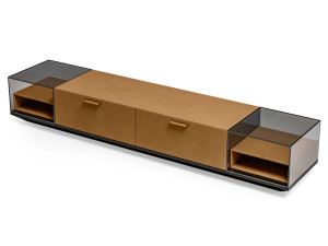 Шкаф для телевизора из кожи и стекла