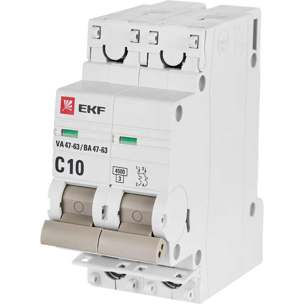 Автоматический выключатель EKF ВА47-63 2P 10А для защиты электросетей 82421241 STLM-1432253