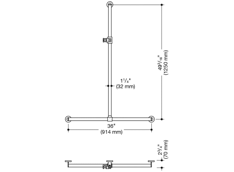 900.35.46260 Поручень для душа с выдвижным держателем для душа HEWI Greifen  - Вид №7