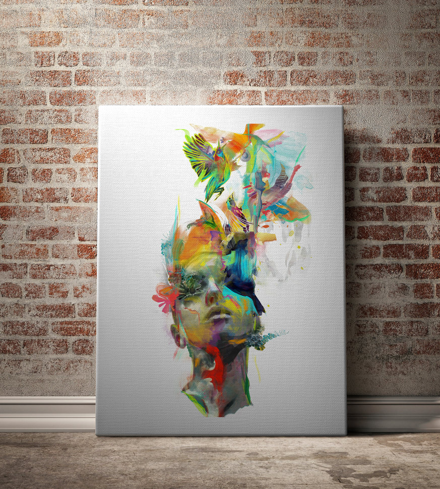 Картина портрет девушки 100х80 см Dream Theory by Archan Nair ICON DESIGNE  096867 Голубой;желтый;разноцветный  - Вид №1