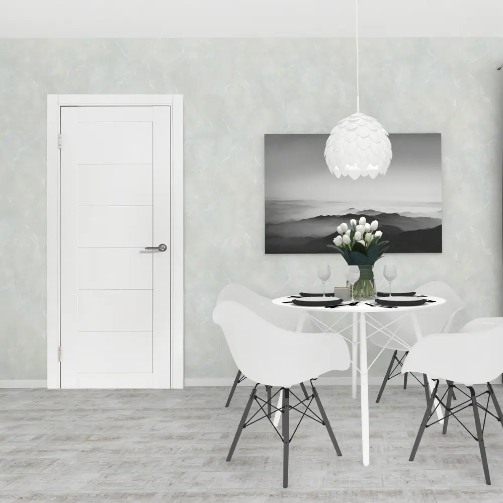 Дверь межкомнатная глухая Богема 80x200 см Hardflex цвет белый с замком и петлями PORTIKA STLM-2130060 - Вид №1