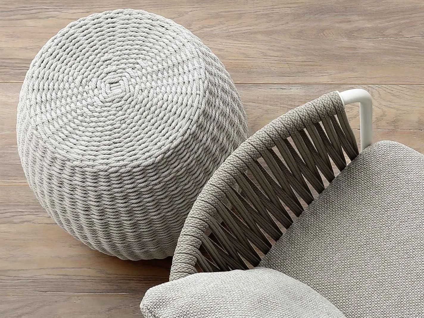 Плетеный алюминиевый садовый пуф Nodo Italia BARREL ARCH-00123578 - Вид №3