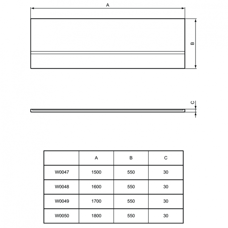W004801 Панель для ванны 160 см Ideal Standard SIMPLICITY - Вид №2