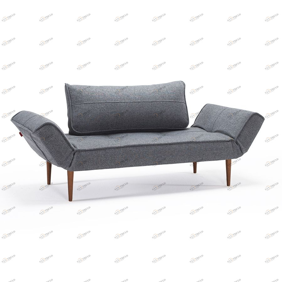 Кушетка-трансформер Zeal с ножками Styletto из тёмного дерева, серая Innovation Living 7400215652LG7221