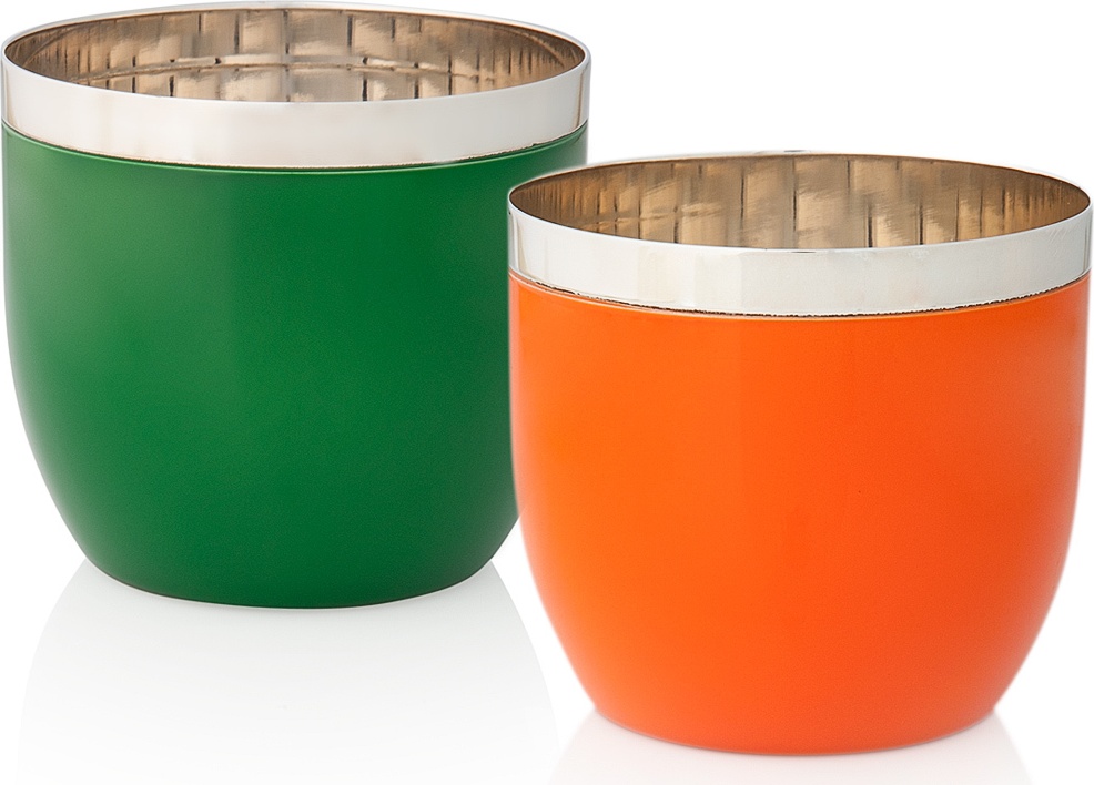 10538503 Schiavon Набор из 2 стаканов "Дизайн-микс, Инглезе" (зелен/оранж) п/к Посеребрение 