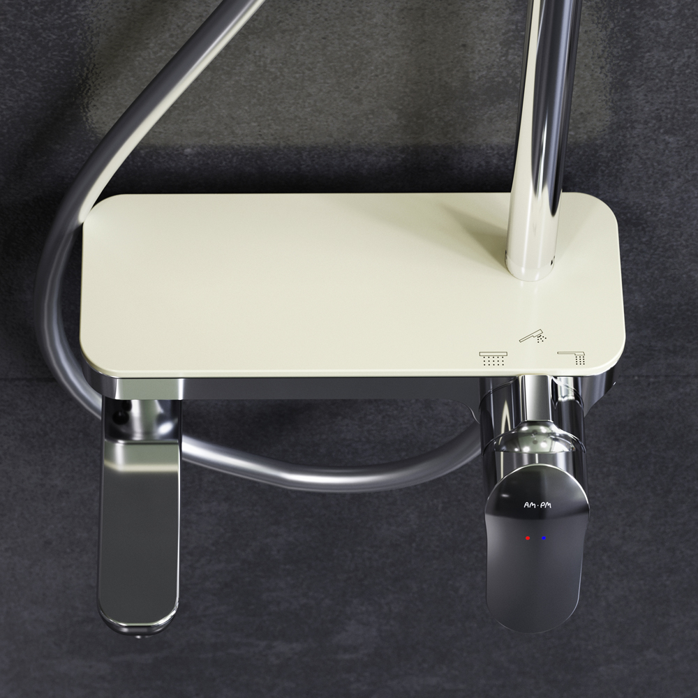 F0780700 душ.система: см-ль-полка д/ванны/душа душ.штанга 1030-1460мм верхний душ 220 мм ру AM.PM Like - Вид №3