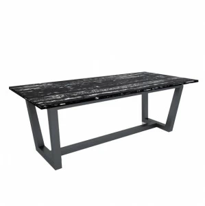 Обеденный стол черный с мраморной столешницей 200 см "Мингус" АЛЕТАН  350924 Черный