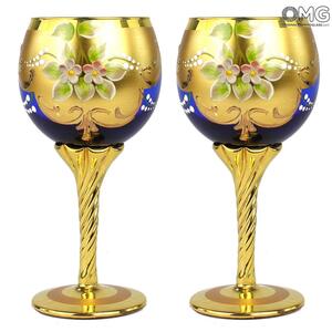 3933 ORIGINALMURANOGLASS Набор из 2 бокалов синего цвета - я&ты - trefuochi - муранское стекло OMG 6 см
