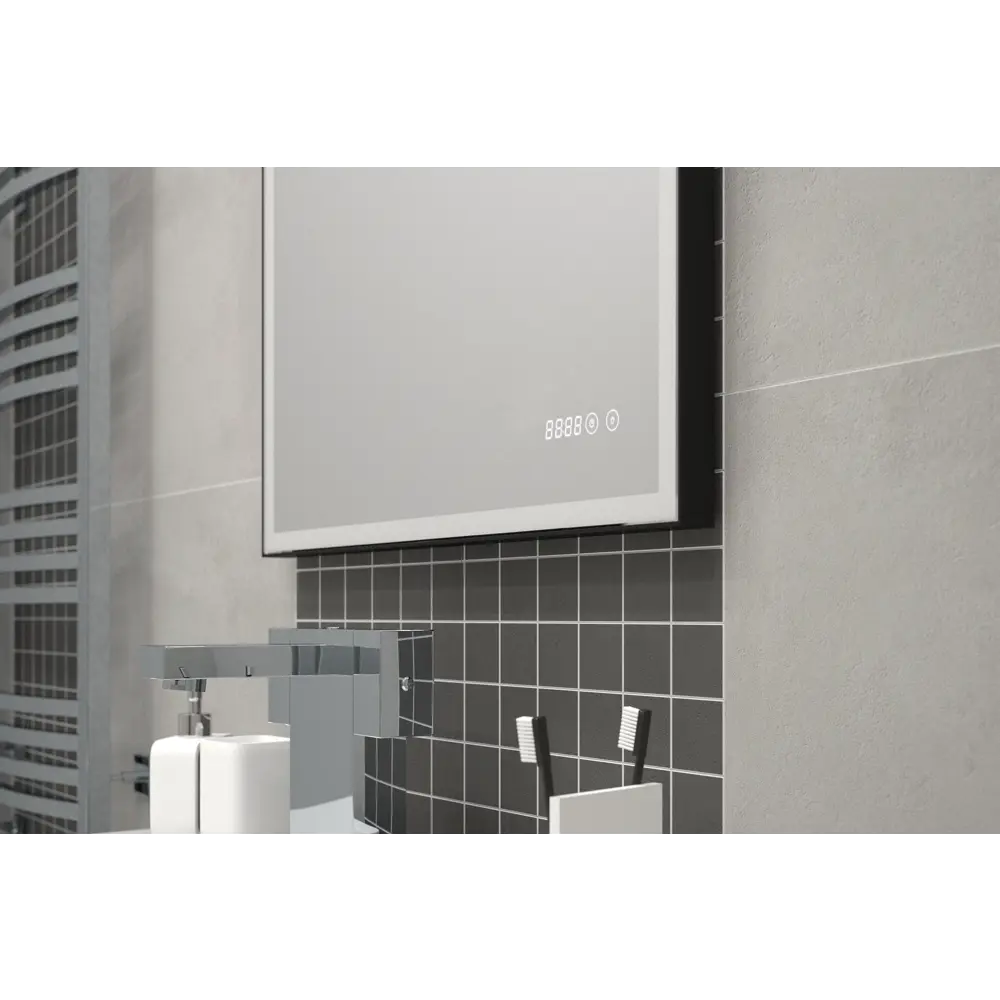 Зеркало Santreyd Stretto Black с LED-подсветкой и часами 60×80 см 82504945 Belt STLM-0028839 - Вид №11