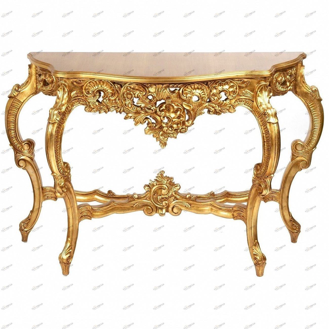 Консоль с деревянной столешницей 78х121 см античное золото Hermitage Gold ART-ZERKALO  00-3884138 Золото 