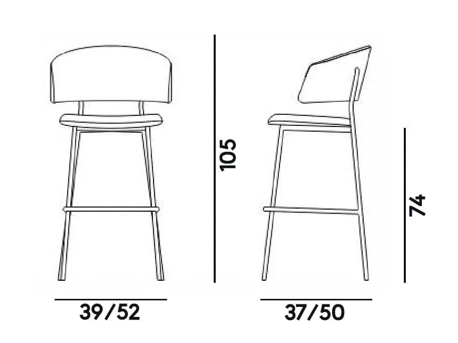 Стальной мягкий высокий стул Billiani Wrap Steel ARCH-00067822 - Вид №3