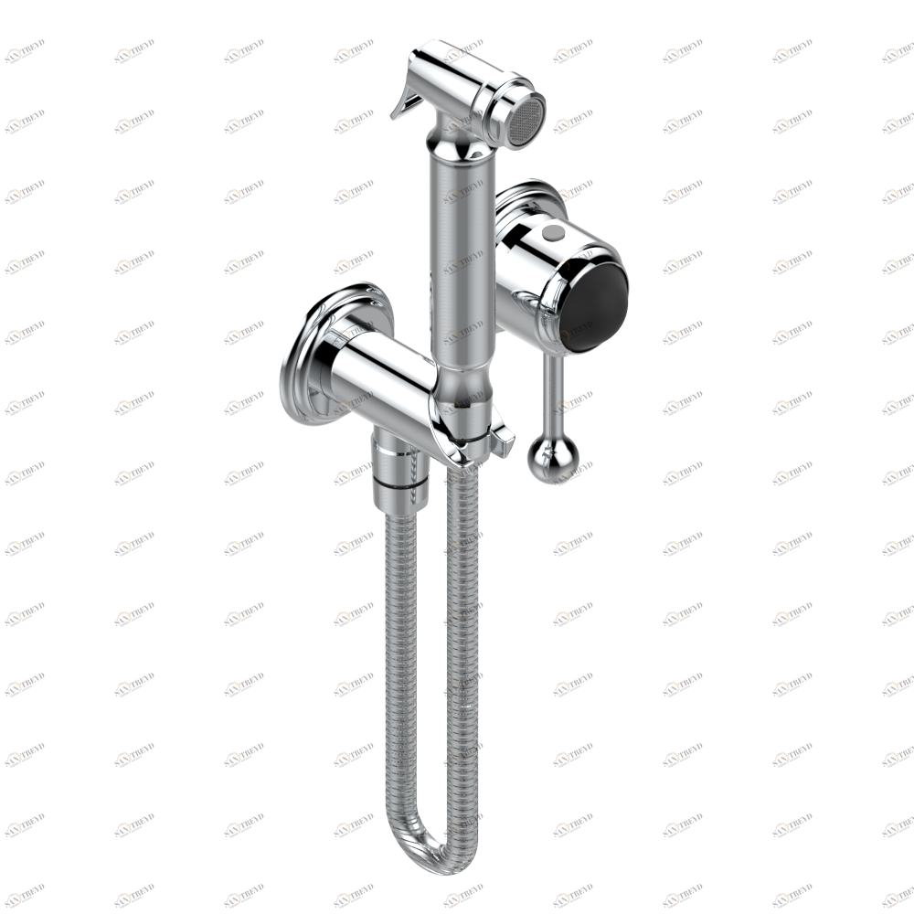 A2K-5840/MBG Комплект для душа, включающий смеситель, армированный шланг 1 м 25 см, ручной душ с курковым распылителем, выход из стены и предохранительный запорный клапан Thg-paris Panthere с чёрным хрусталём Хром A2K 5840/MBG A02 CAT.A