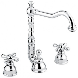 12643OR Смеситель Deco Old с донным клапаном для раковины на 3 отверстия, цвет золото