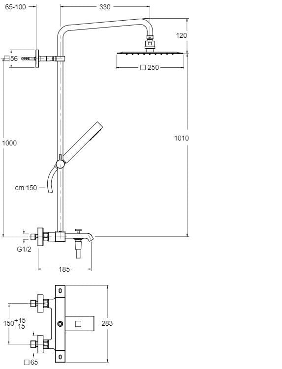 Термостатическая настенная душевая колонна с ручным душем CRISTINA Rubinetterie душевые колонны-Shower &amp ARCH-00115202 - Вид №2