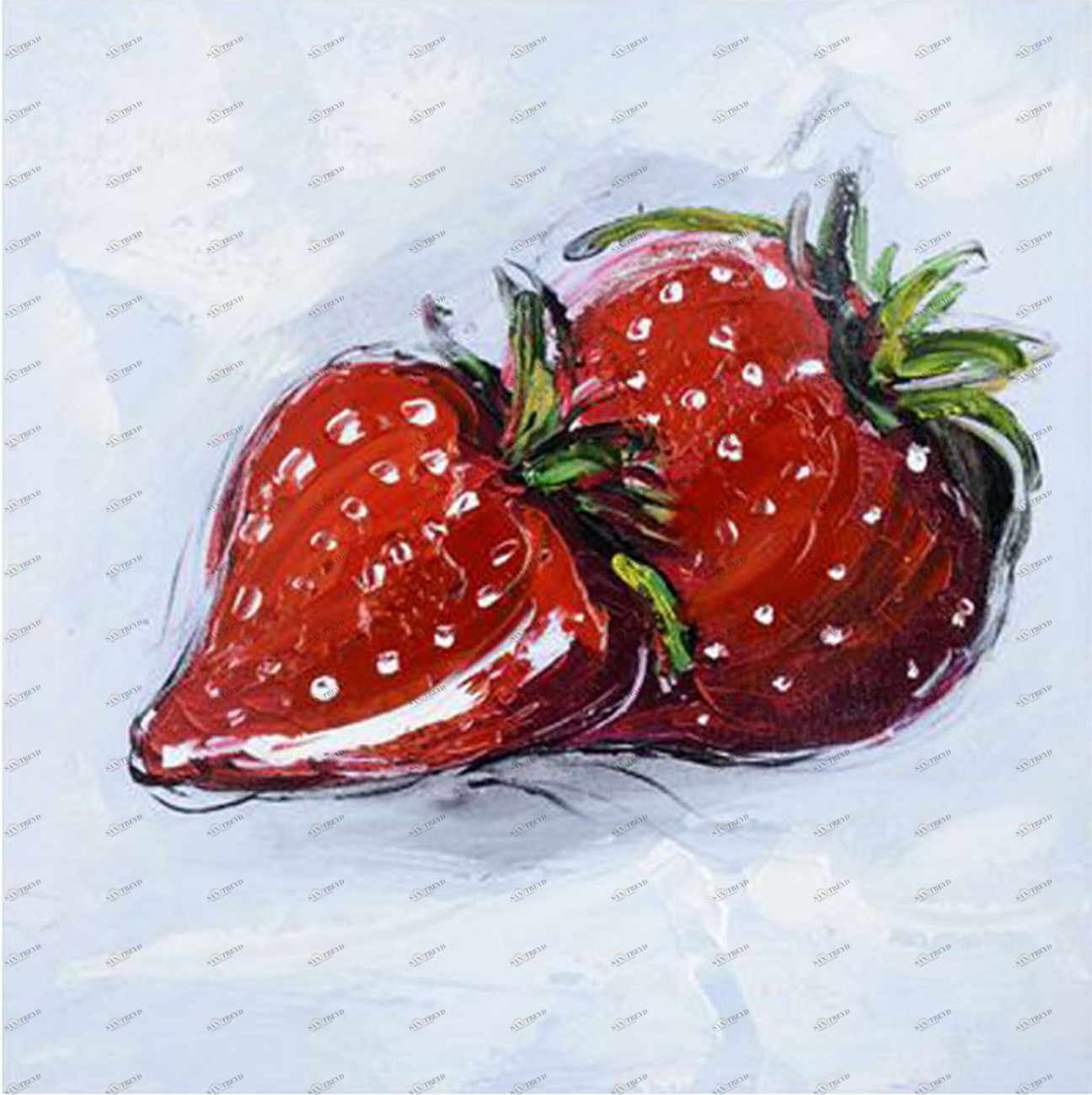 Картина на холсте 100х100 см "Клубника" EVENHOME КАРТИНЫ МАСЛОМ 129792 Красный 