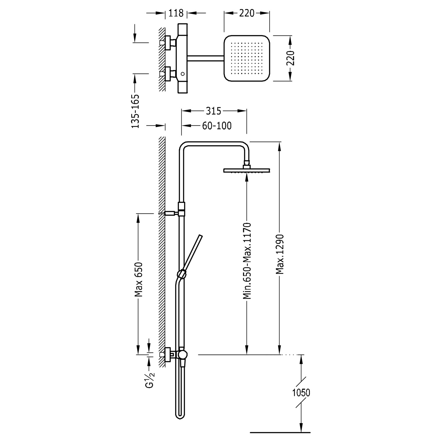 Двухходовой настенный термостатический смеситель для душа TRESMOSTATIC set-20019501FU TRES Thermostatic - Вид №1