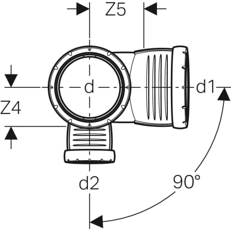 GEBERIT 393.570.14.1 Крестовина двухплоскостная комбинированная Geberit Silent-Pro 87,5°, левая  - Вид №2