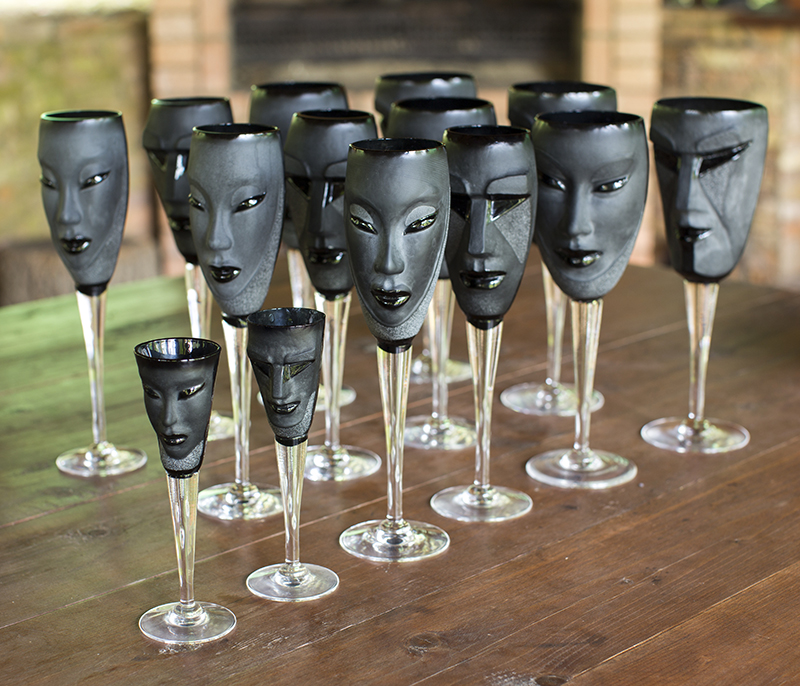 42029 Набор рюмок из чёрного хрусталя "Кубик и Электра", Объём 60 мл./50 мл., Высота – 160 мм. Maleras  - Вид №1