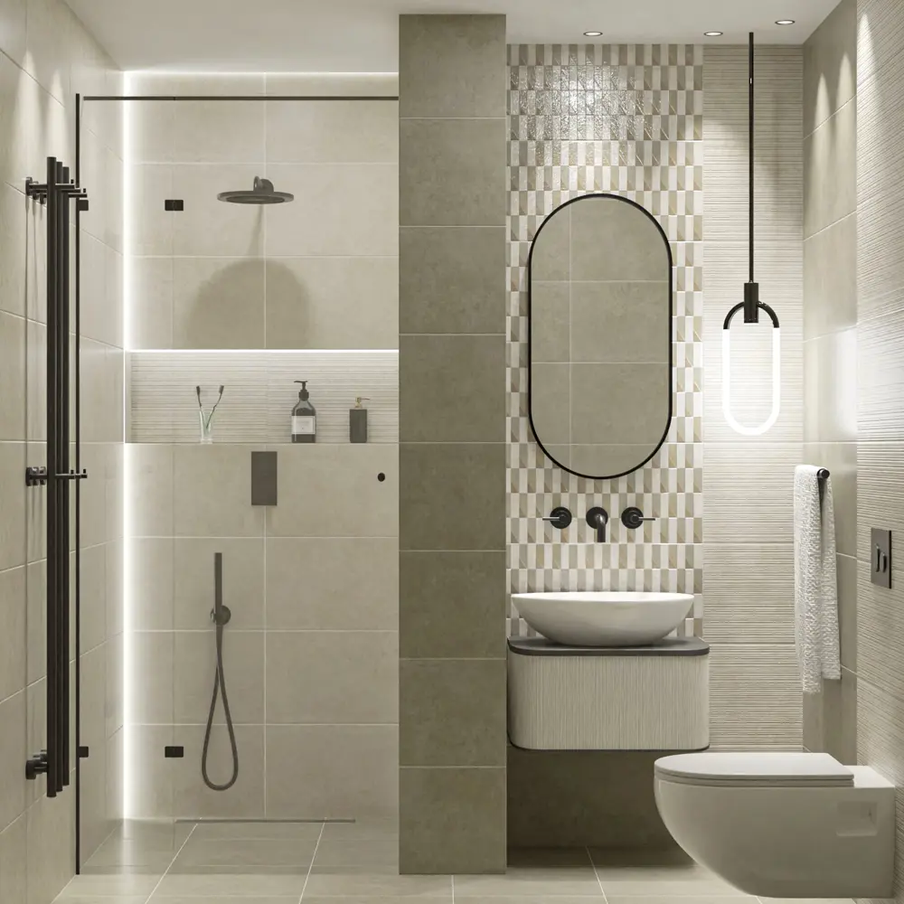 Настенная плитка Azori Catar Light 31.5x63 см 1.79 м² матовая цвет светло-бежевый STLM-2106583 - Вид №5