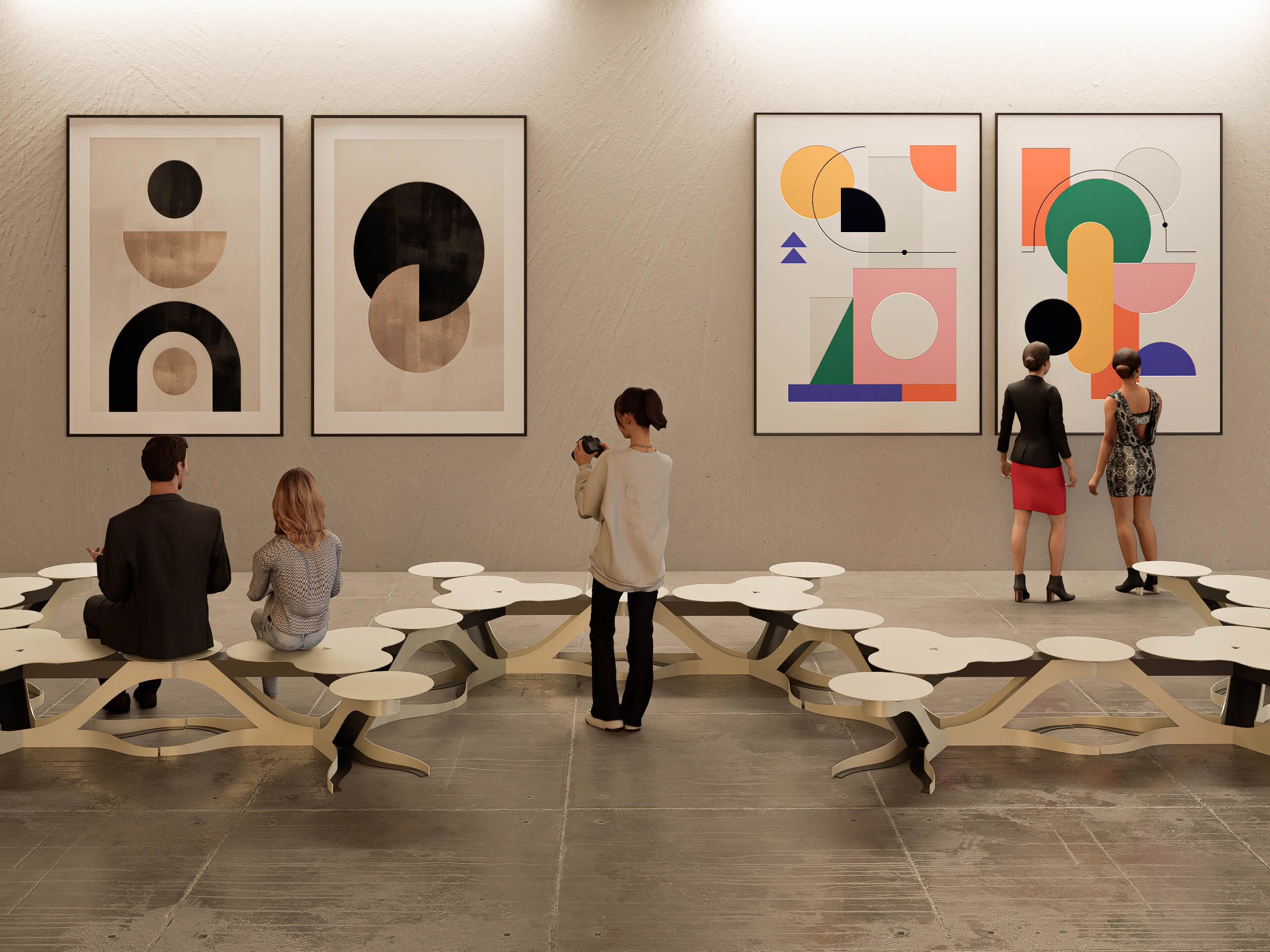 Модульная стальная скамья с порошковым покрытием на стержне CITYSì плющ ARCH-00144201 - Вид №5