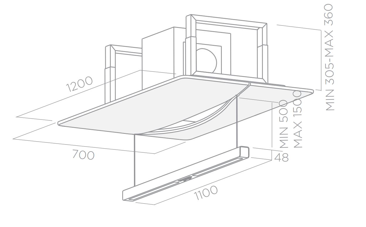 EMPTY SKY WH/F/120-PRF0120973 Вытяжки / .techne.каминная, 120 см, 1500 куб.м., сенсорное управление, белый Elica  - Вид №2