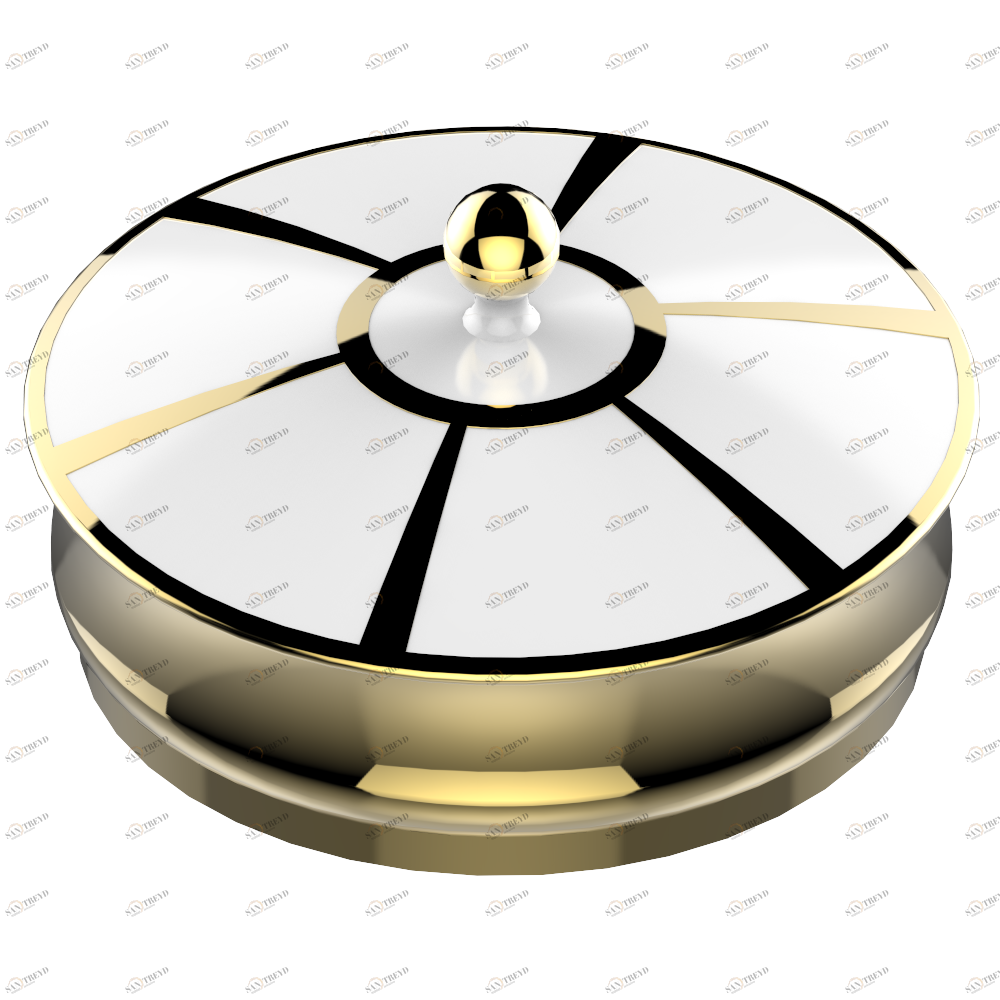 A7A-4623 Банка большая из древесно-волокнистого материала средней плотности лакированная металлизированная с фарфоровой крышкой Thg-paris Ithaque с золотым декором Хром A7A-4623 CAT.A