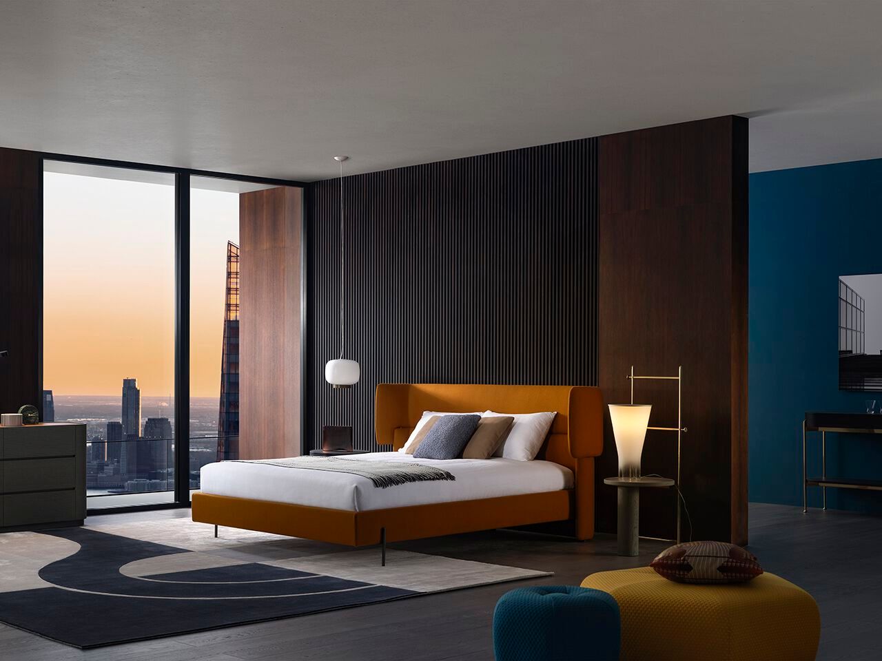 Двуспальная кровать из ткани с мягким изголовьем HC28 maison Mellow ARCH-00053378 - Вид №3