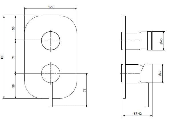 Хромированный латунный смеситель для душа с переключателем Bugnatese K-Line ARCH-00118071 - Вид №2