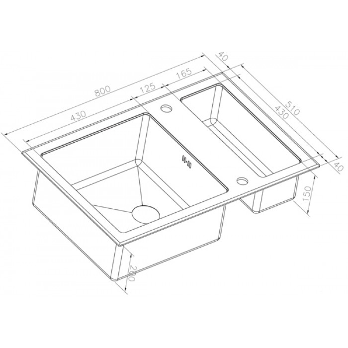 Zorg GL 8051-2 white Мойка кухонная прямоугольная Zorg  - Вид №2