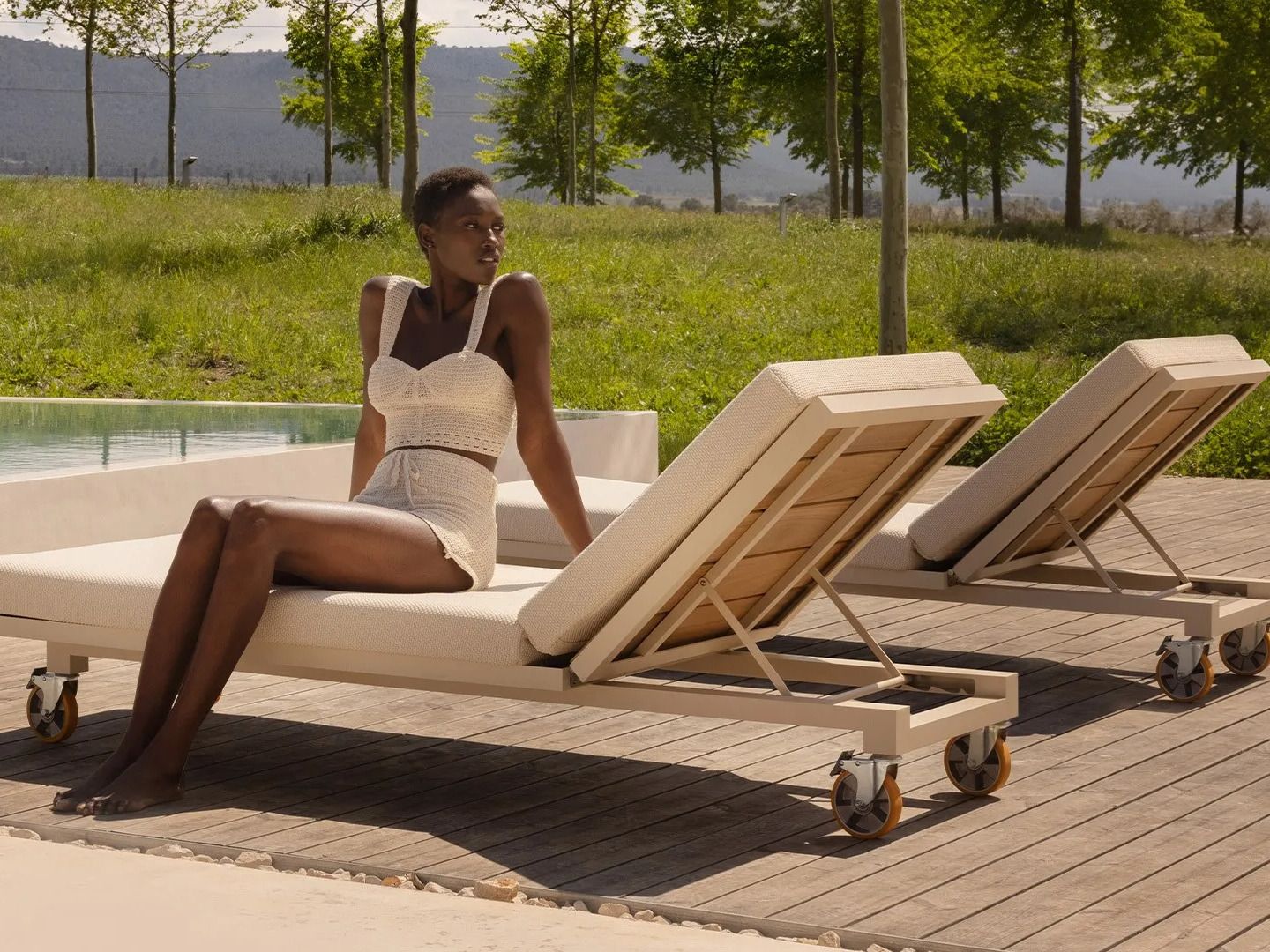 Алюминиевая и деревянная откидная Садовая кровать с колесами Vondom Vineyard ARCH-00098664 - Вид №3