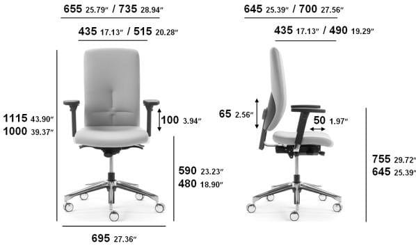 Офисное кресло с колесами и подлокотниками с 5 спицами SITIA ECLIPSE ARCH-00081401 - Вид №9