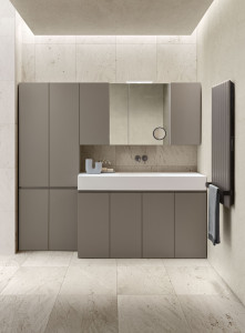 Матовый лакированный деревянный напольный умывальник