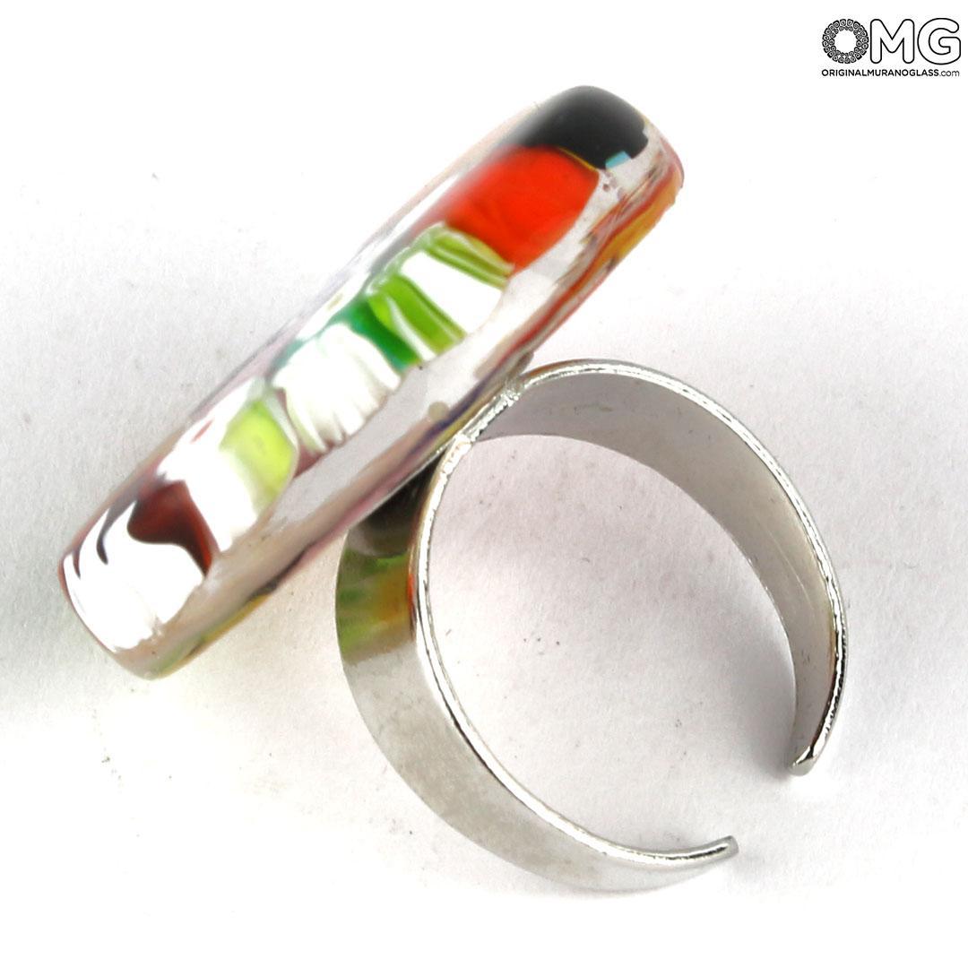 3494 ORIGINALMURANOGLASS Кольцо Валерия - миллефиори - муранское стекло Original Murano Glass OMG 4 см  - Вид №1
