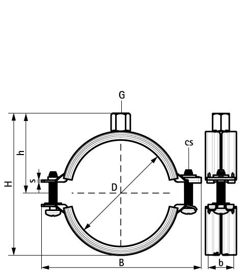 3396160 Крепление для труб  KSB2 Хомуты с вкладышем epdm (M8/10) для стальных, медных, чугунных и пластиковых (многослойных) труб WALRAVEN  - Вид №1