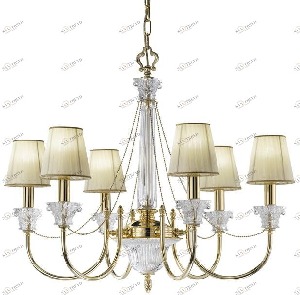 Possoni Illuminazione Люстра из чистого золота с хрусталем и абажурами Vicky 37089/6