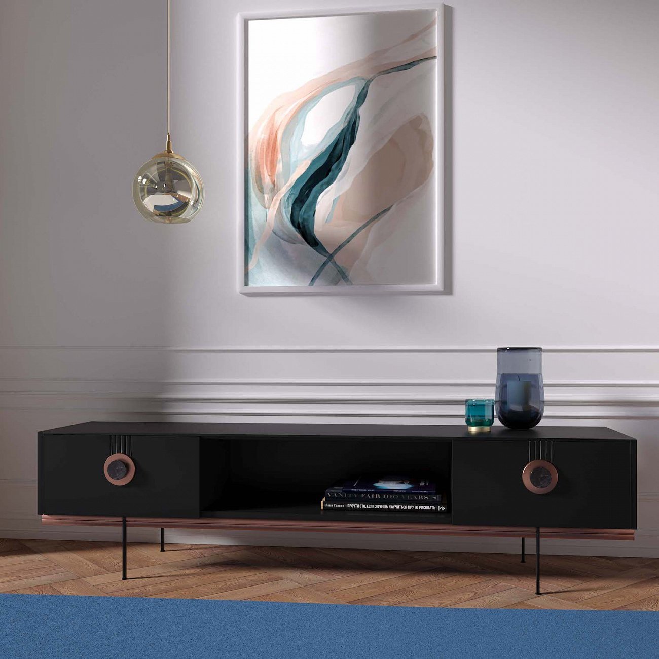 Тумба под телевизор черная Lago BRAGIN DESIGN LIVING 00-3974650 Черный - Вид №1