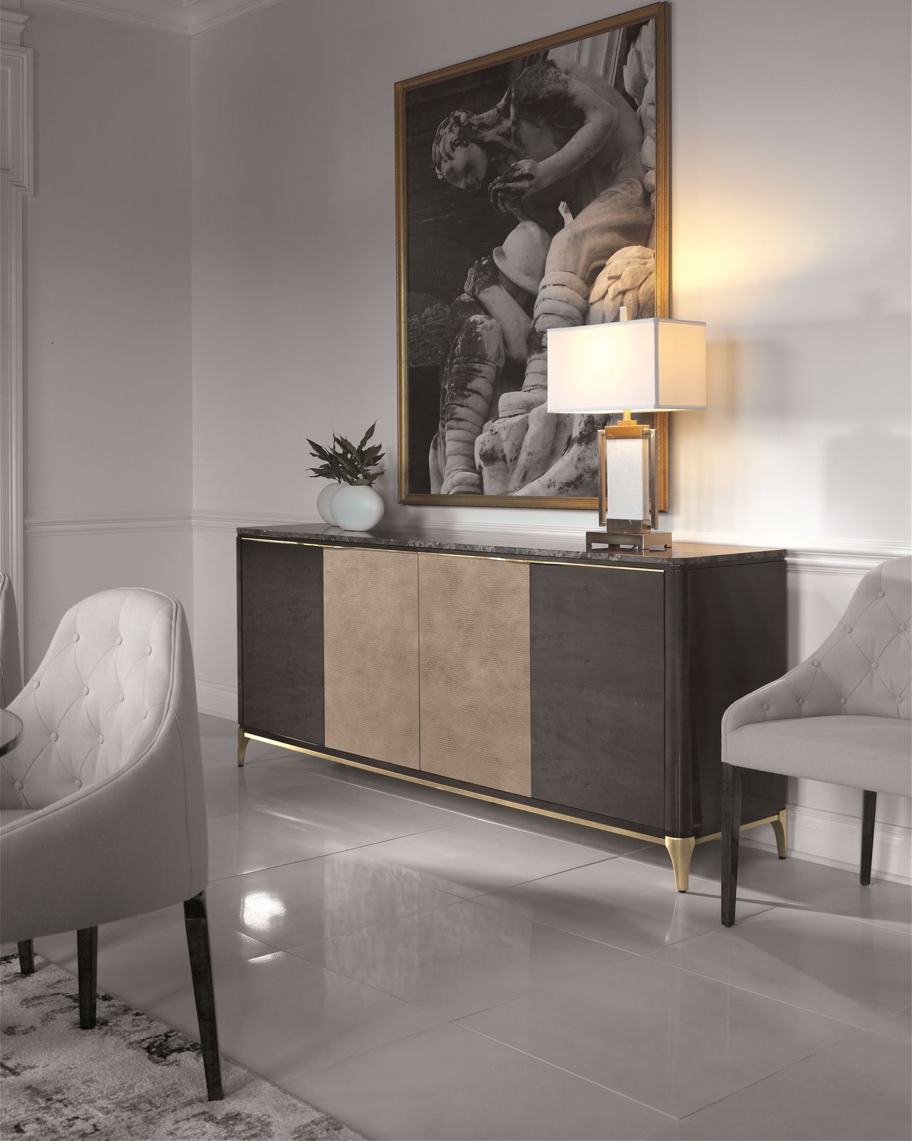 Мебель из дерева и кожи с распашными дверями и мраморной столешницей Hurtado Evolution ARCH-00104089 - Вид №1