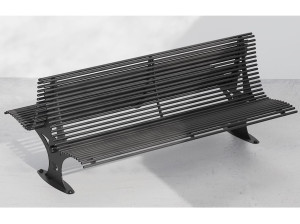 Металлическая двойная скамья со спинкой