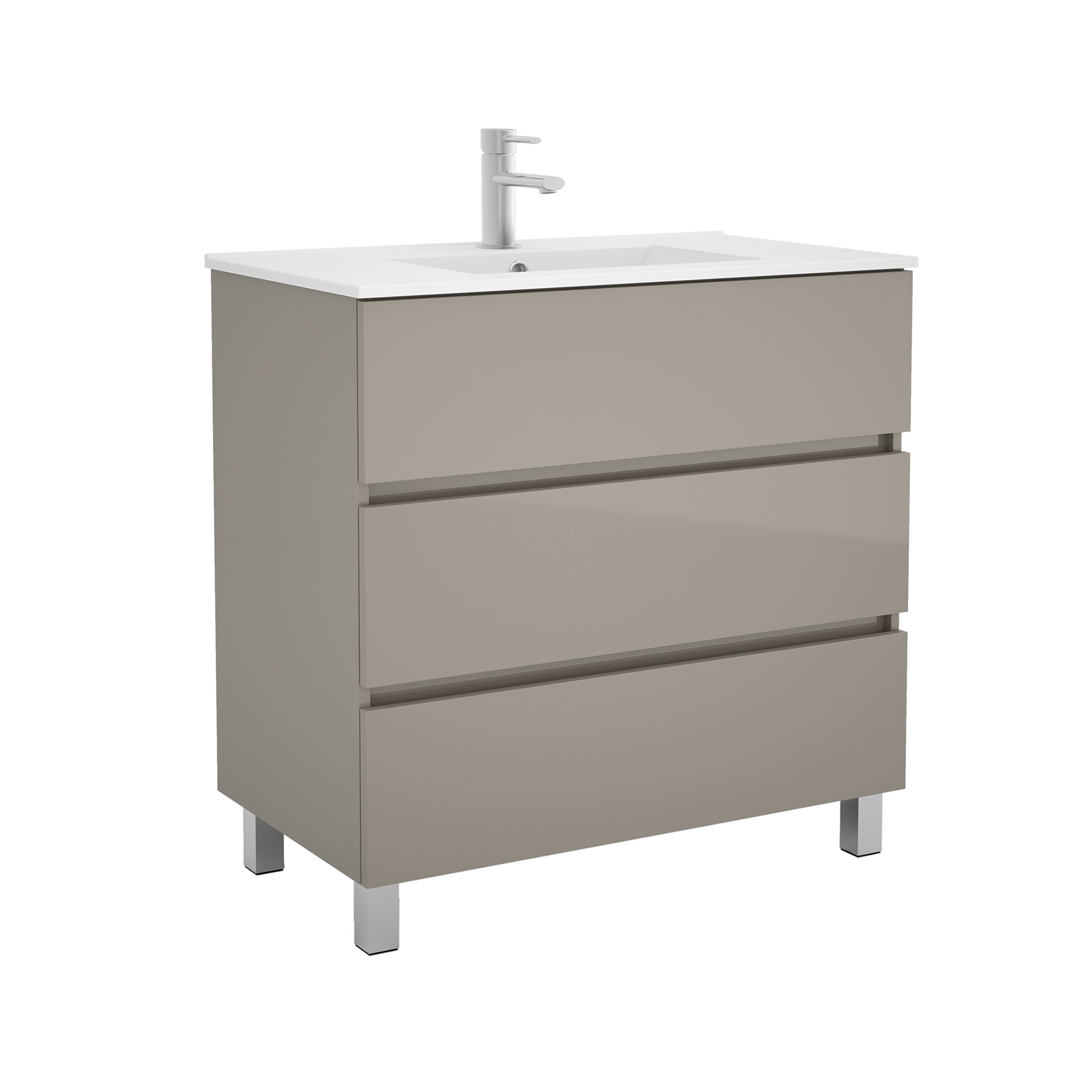 26569 SALGAR Мебель для умывальника FUSSION LINE 900 3 ящика GLOSS TAUPE 897 x 868 x 450 мм Глянцево-серо-коричневый - Вид №1