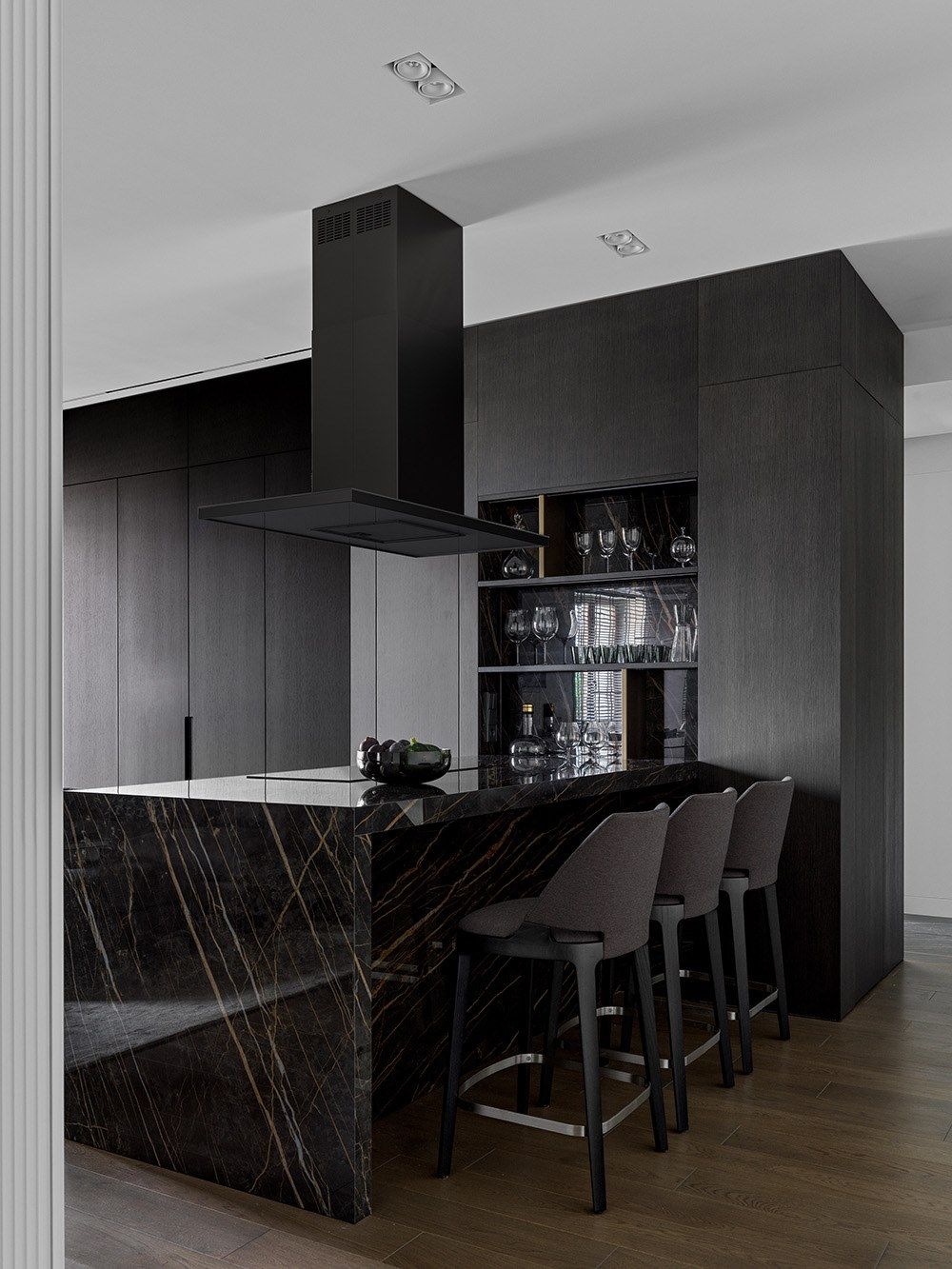 Выдвижная линейная кухня с керамогранитным полуостровом TM Italia Cucine ARCH-00053422 - Вид №8