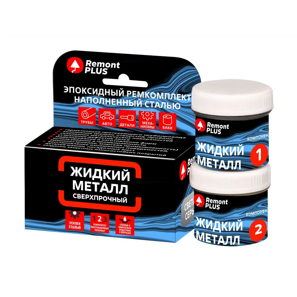 REMONT PLUS Жидкий металл - эпоксидный ремкомплект для прочного восстановления 88747682 STLM-0854527