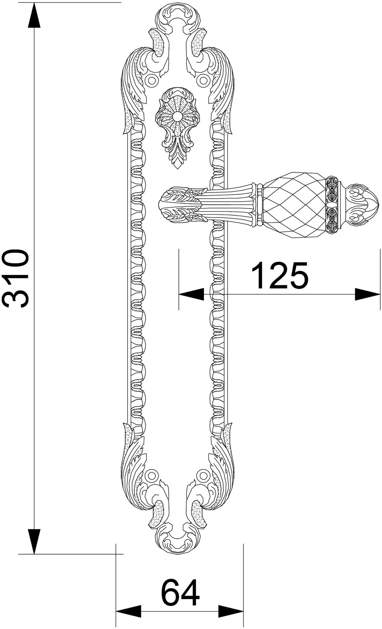 Bronces Mestre Ручка серебристого цвета с античной отделкой на пластине Treasure 0a2841.000 - Вид №1