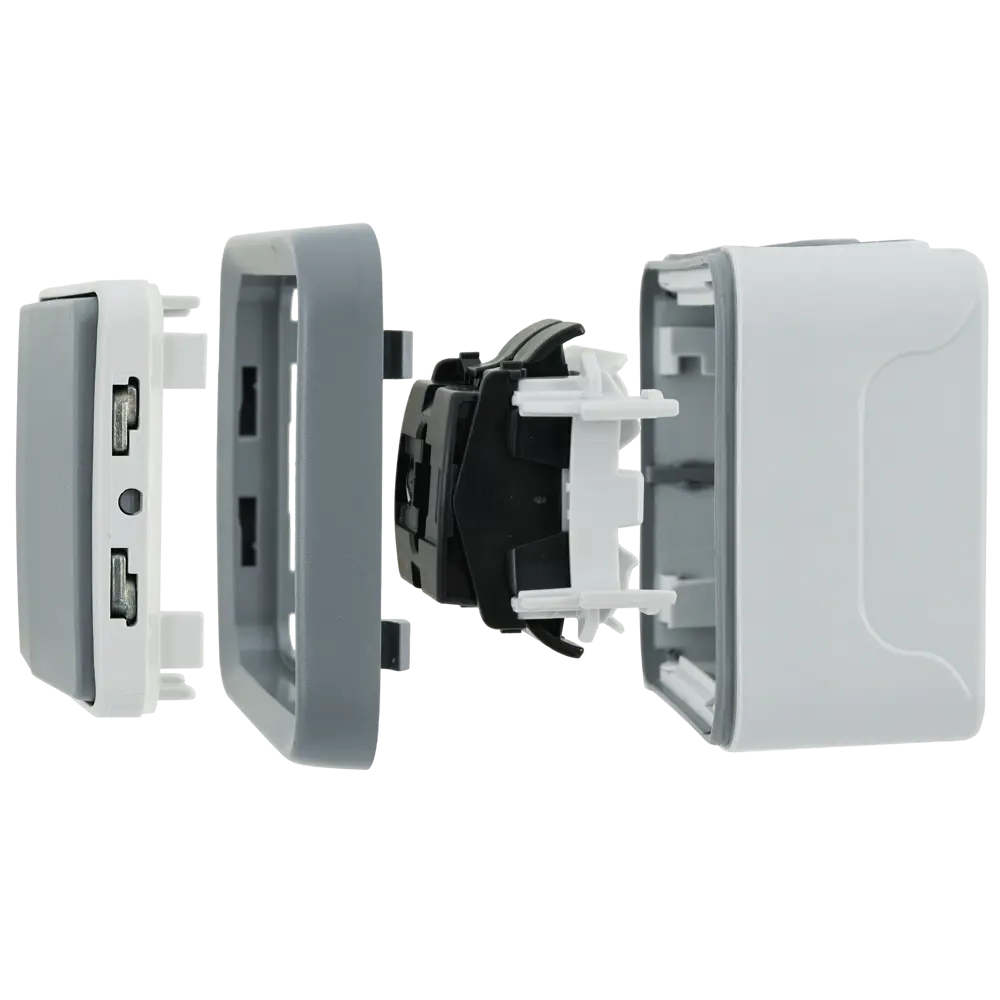 Переключатель Legrand Plexo 2 клавиши на 2 направления IP 55-IK 07, цвет серый 13454327 STLM-2152695 - Вид №4