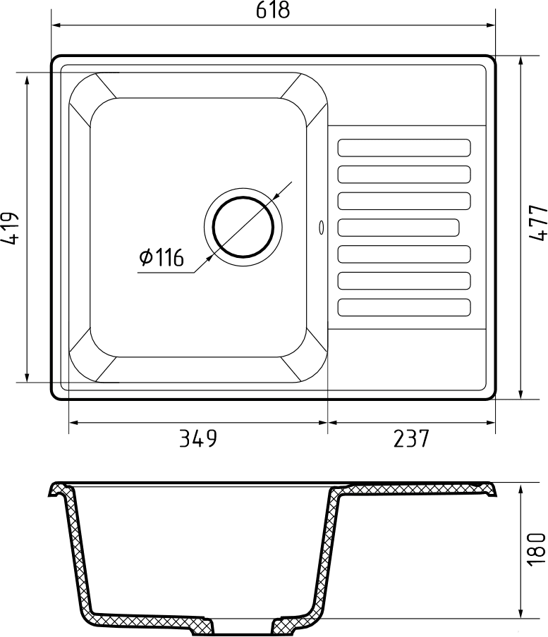 Кухонная мойка Кварц QUARZ S455 GranFest 13-S455 - Вид №1