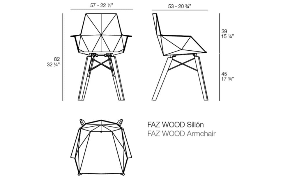 Полипропиленовый садовый стул с подлокотниками Vondom Faz Wood ARCH-00052529 - Вид №4