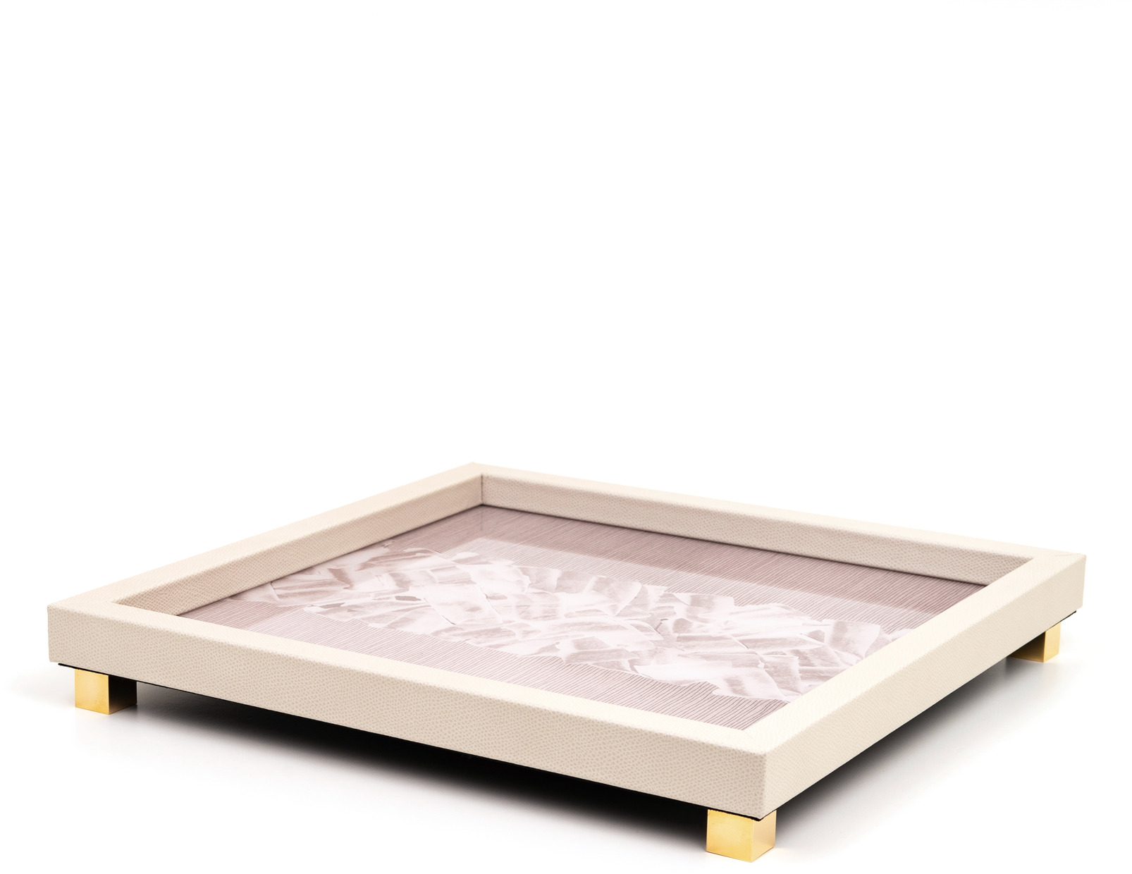 Поднос для заметок - 35,5X35,5 см / металл-отделка_золото / зернистая кожа_темно-серый