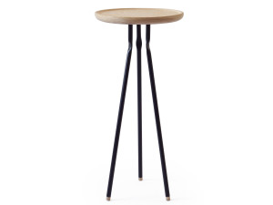 Высокий круглый журнальный столик из дуба