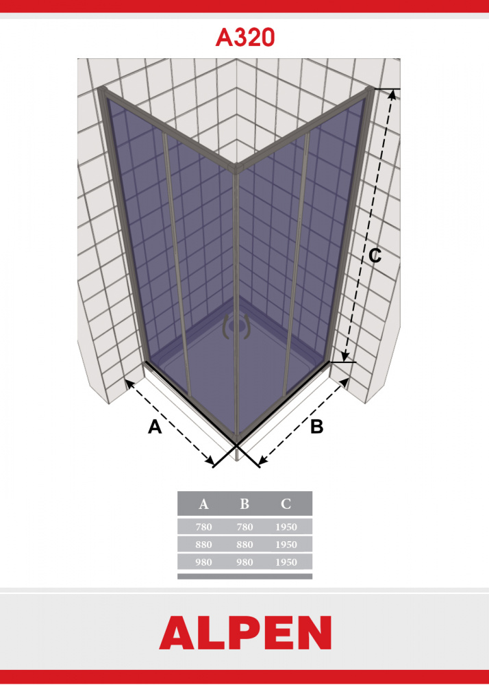 Душевая шторка ALPEN A320-100 A320N-100 - Вид №1
